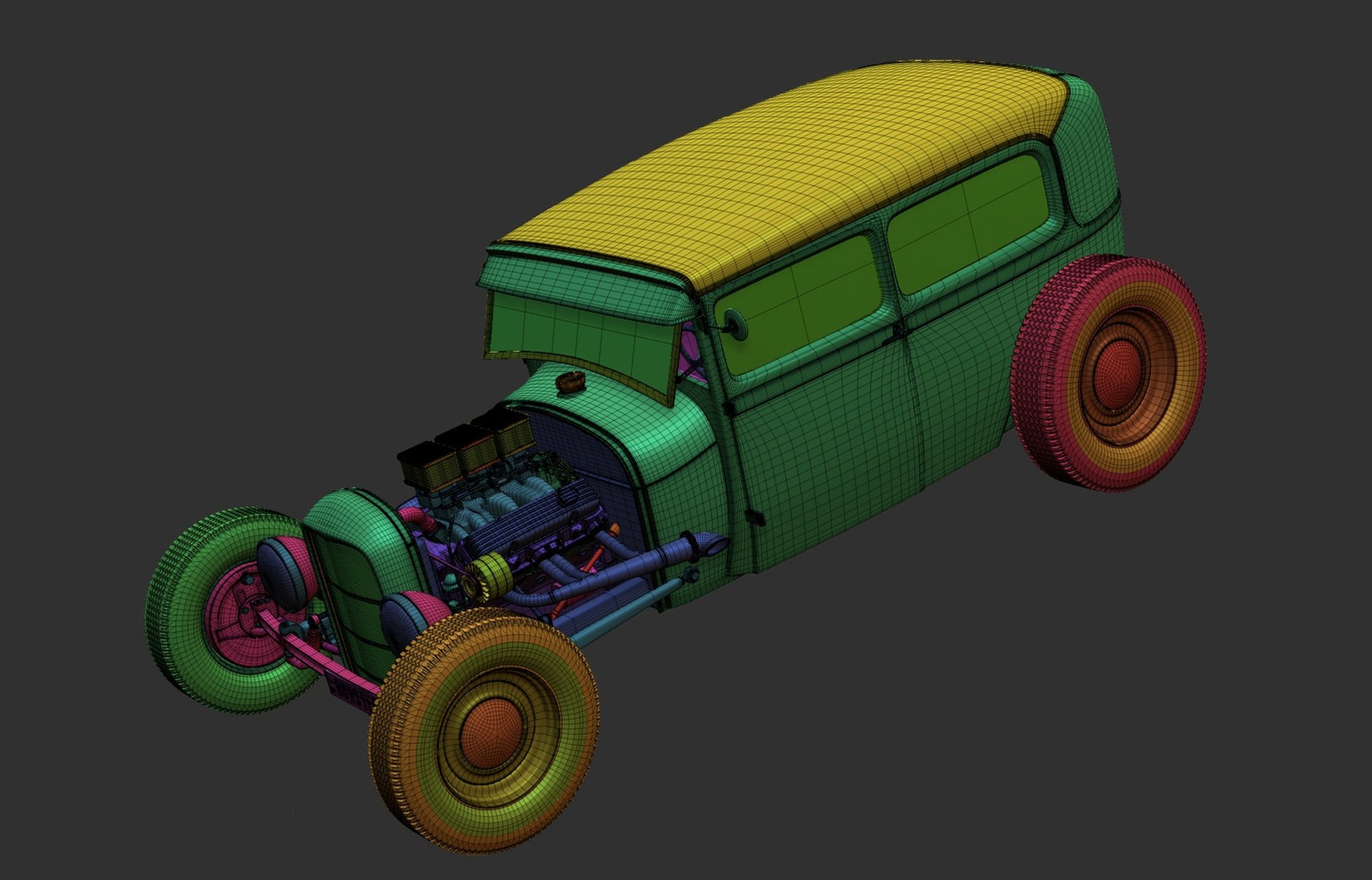Ford Model A Hot Rod Tudor Sedan STL 3D Print Model