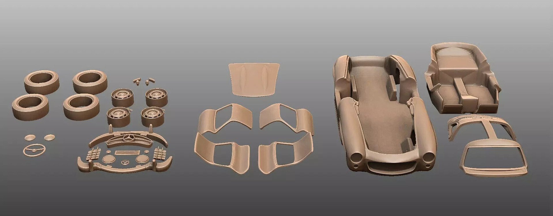 Mercedes-Benz 300 SL Gullwing STL 3D Print Model