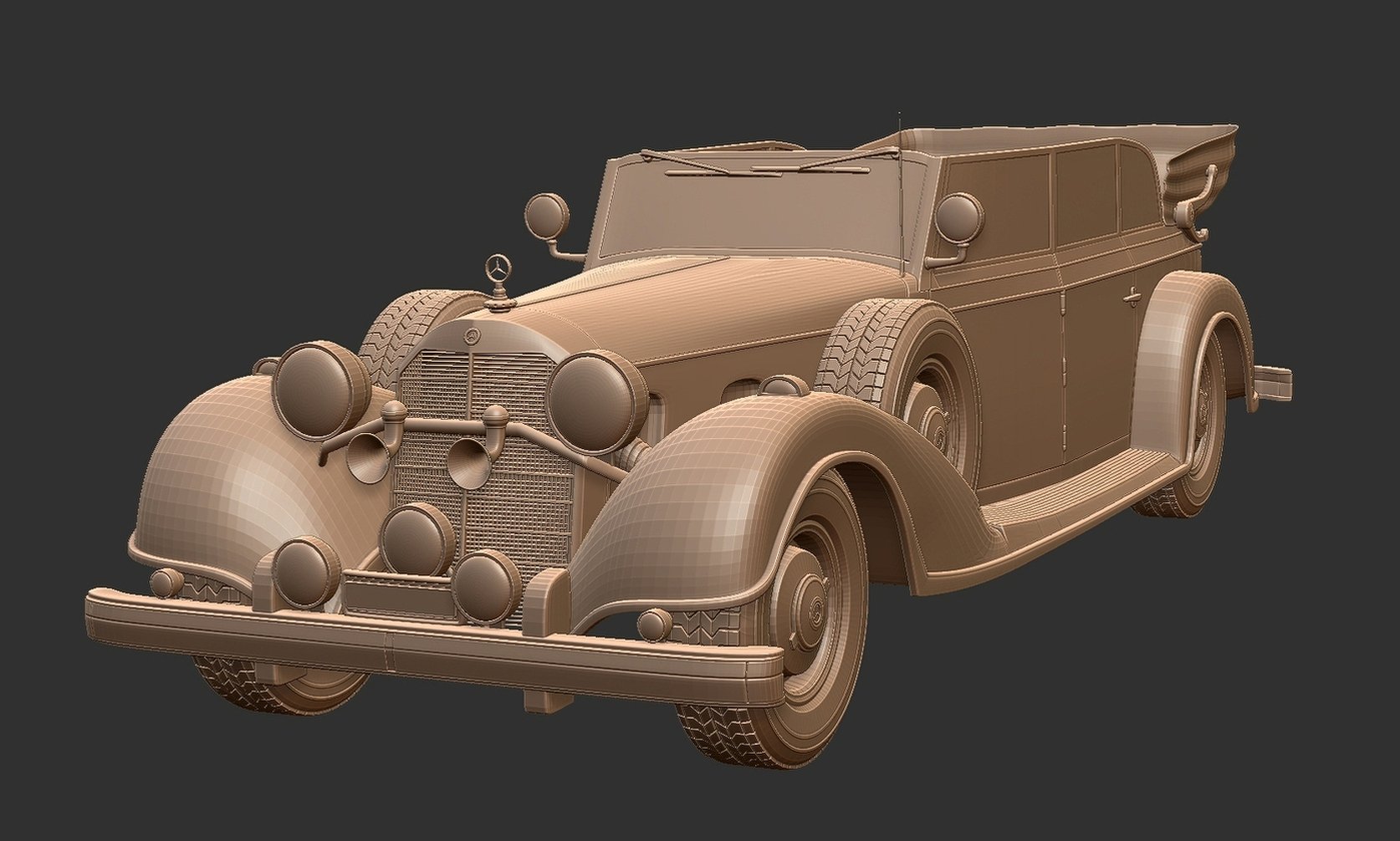 Mercedes-Benz 770K W150 Grosser Cabriolet STL 3D Print Model