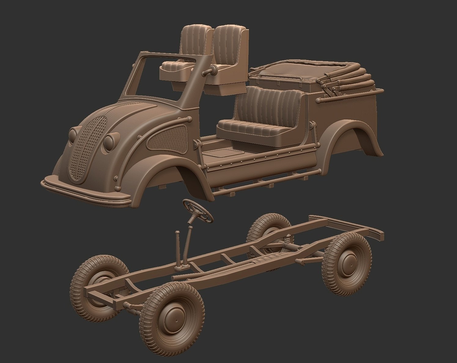 Steyr 250 Light Staff Car STL 3D Print Model