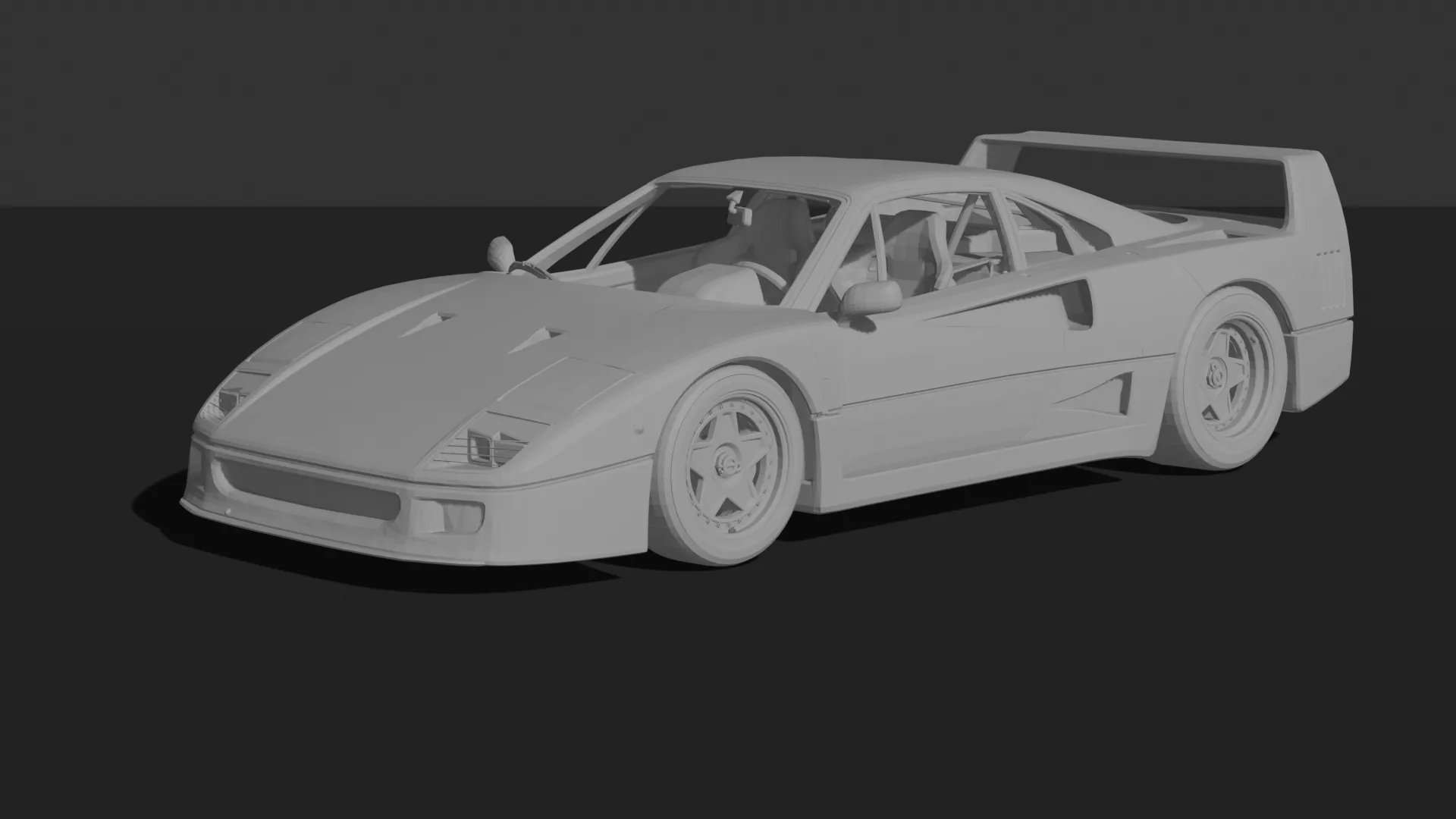 Ferrari F40 1987 with Full Interior STL 3D Print Model