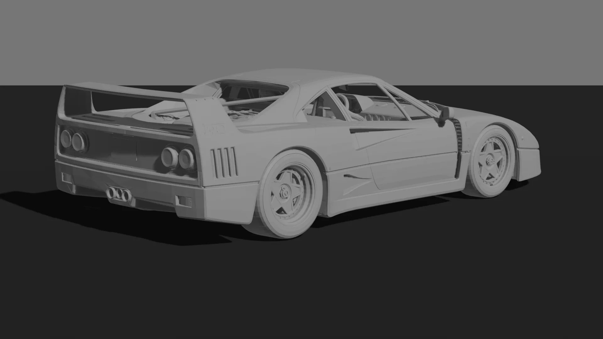 Ferrari F40 1987 with Full Interior STL 3D Print Model