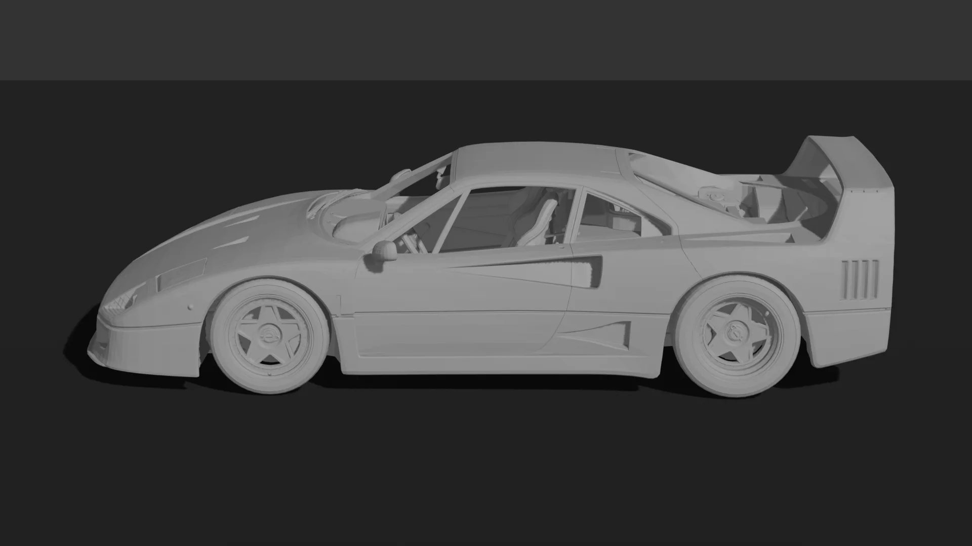 Ferrari F40 1987 with Full Interior STL 3D Print Model