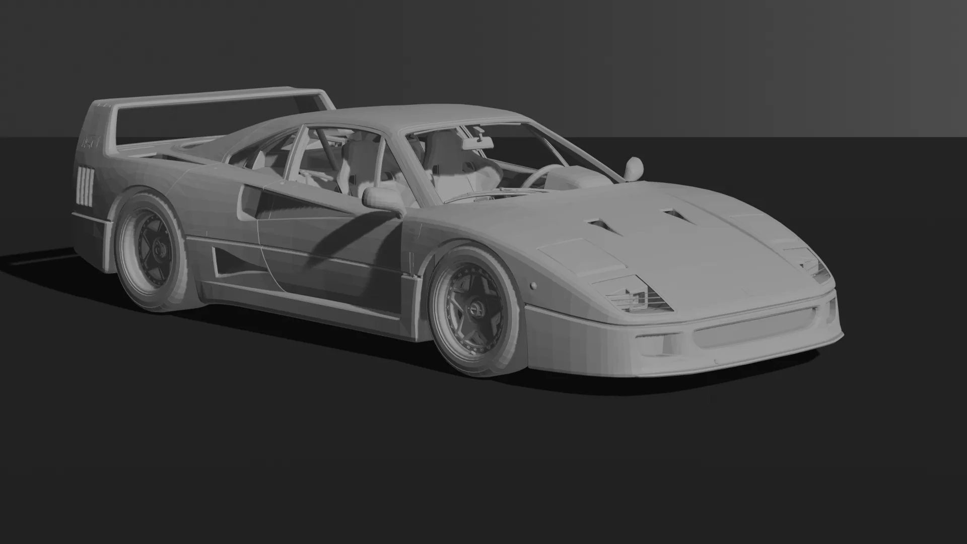 Ferrari F40 1987 with Full Interior STL 3D Print Model