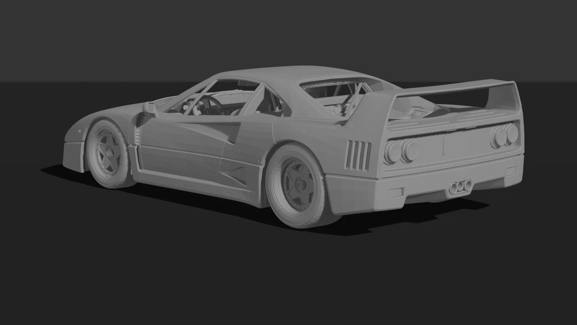 Ferrari F40 1987 with Full Interior STL 3D Print Model