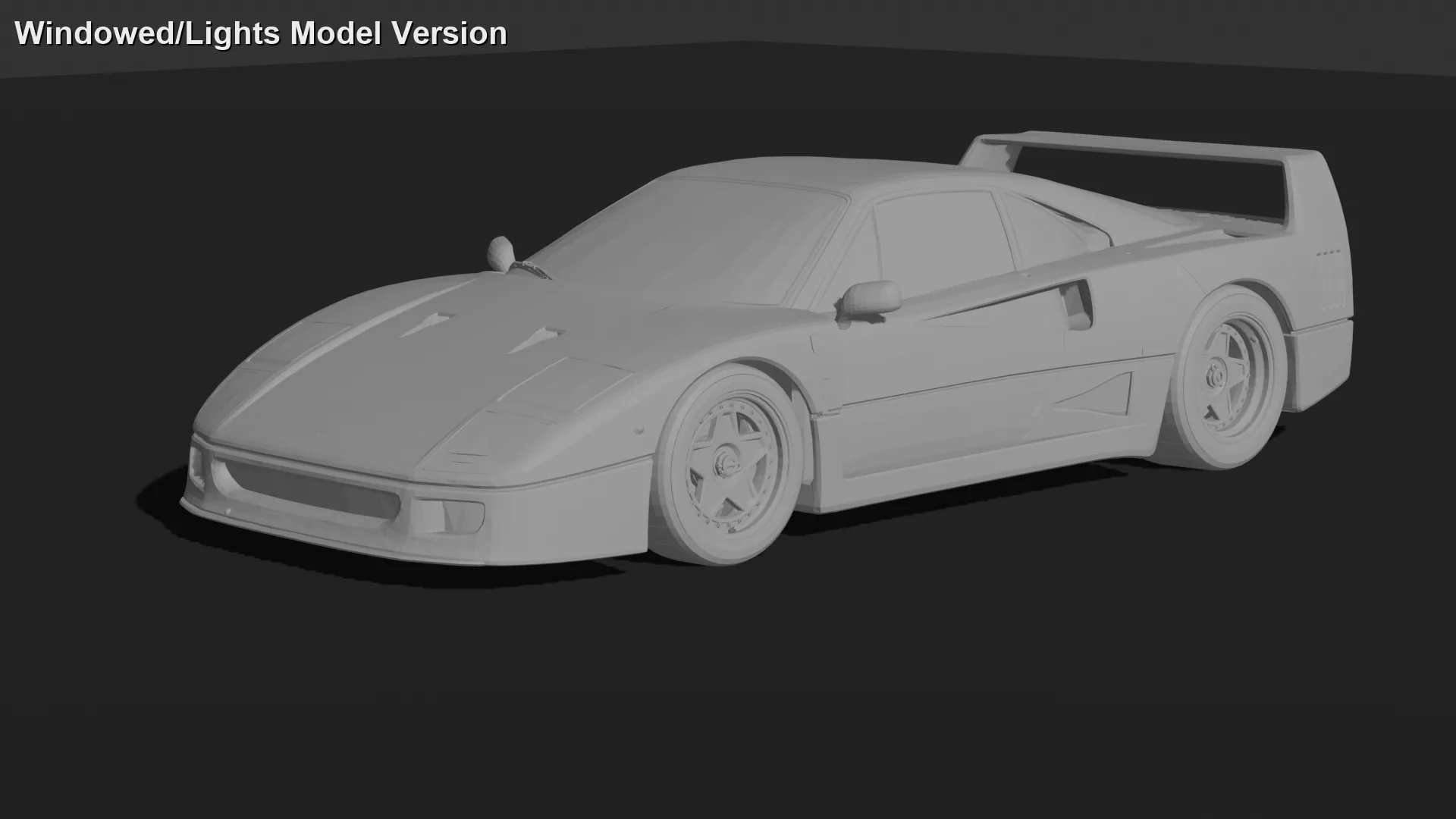 Ferrari F40 1987 with Full Interior STL 3D Print Model