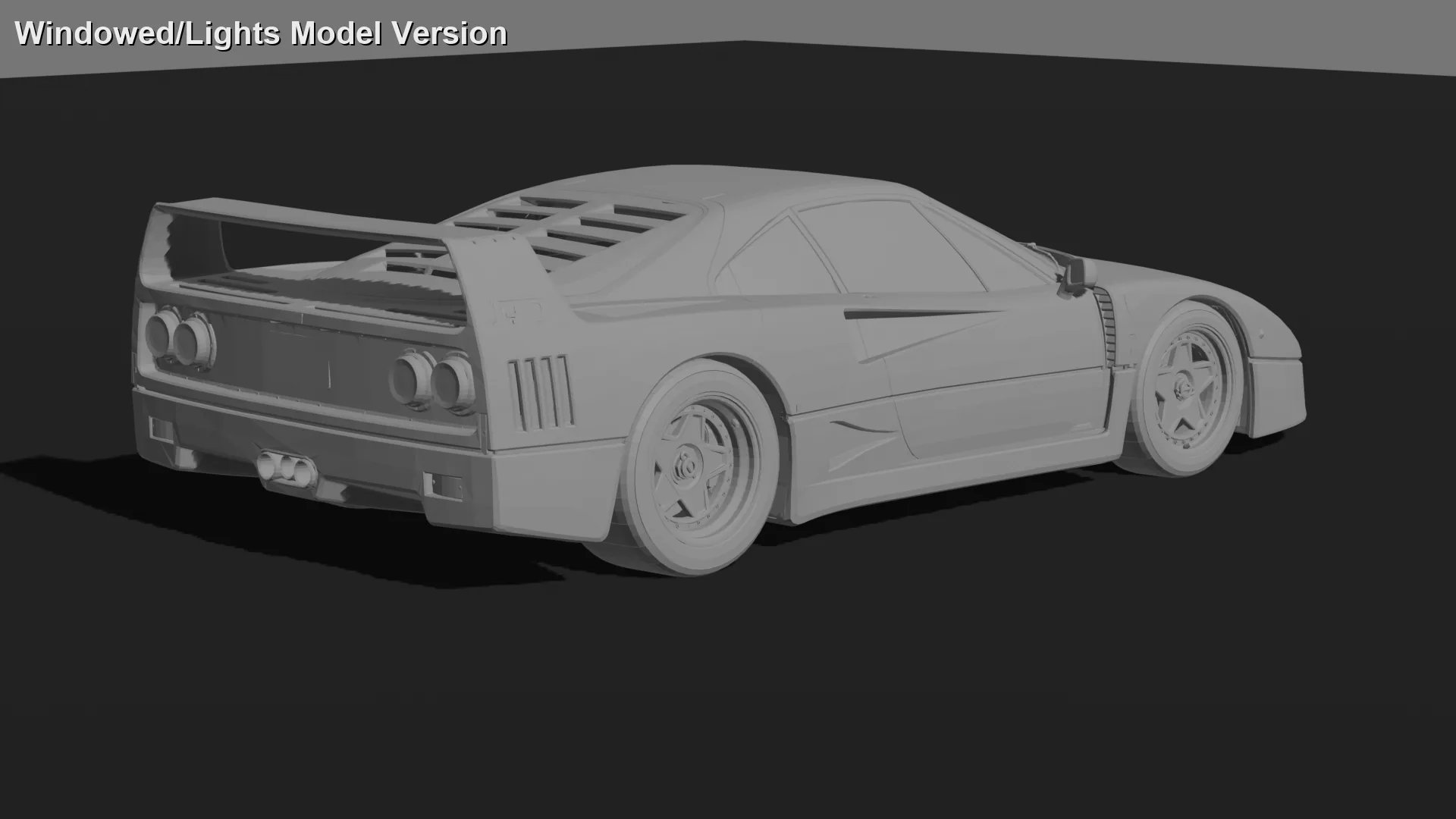 Ferrari F40 1987 with Full Interior STL 3D Print Model