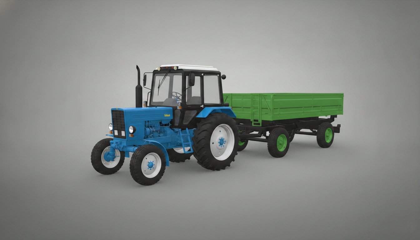 Belarus MTZ-82 with 2PTS-4 Trailer STL 3D Print Model