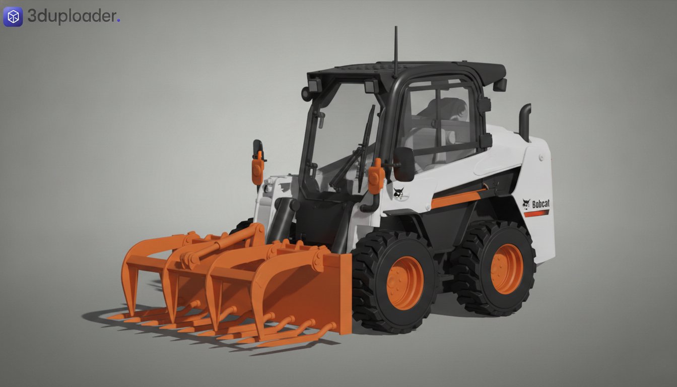 Bobcat S770 Skid Steer with Manure Fork STL 3D Print Model