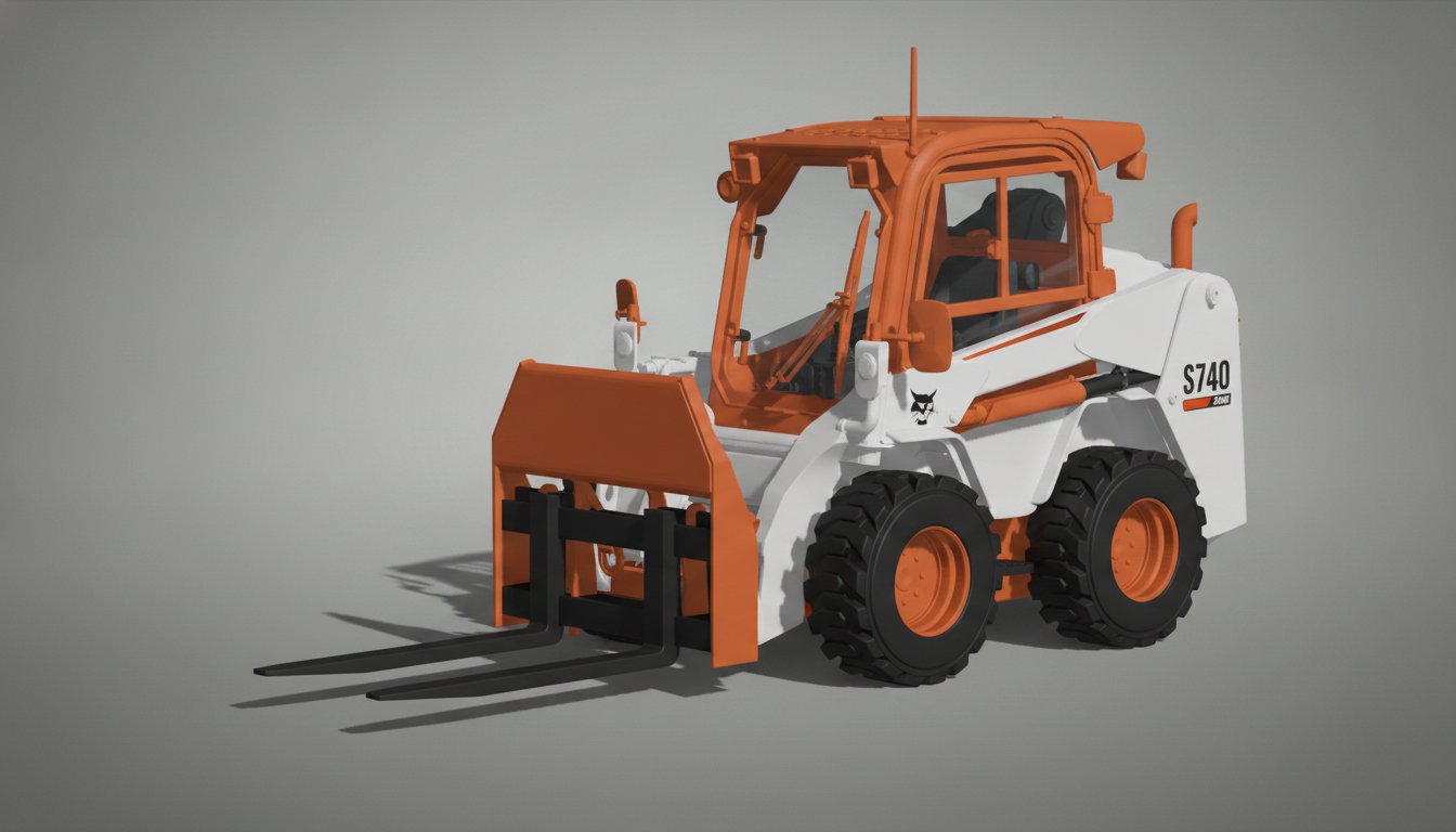 Bobcat S740 Skid Steer with Pallet Fork STL 3D Print Model