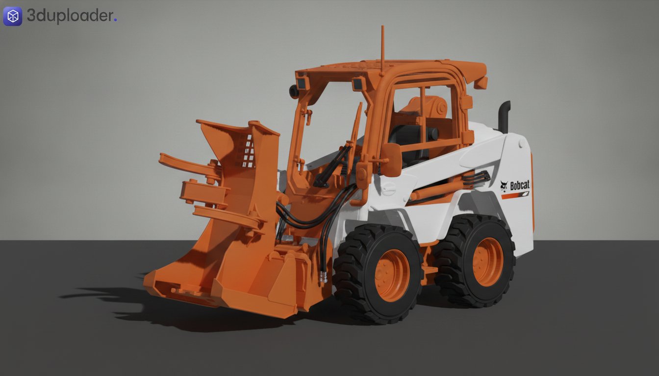 Bobcat S770 Skid Steer with Tree Cutter STL 3D Print Model