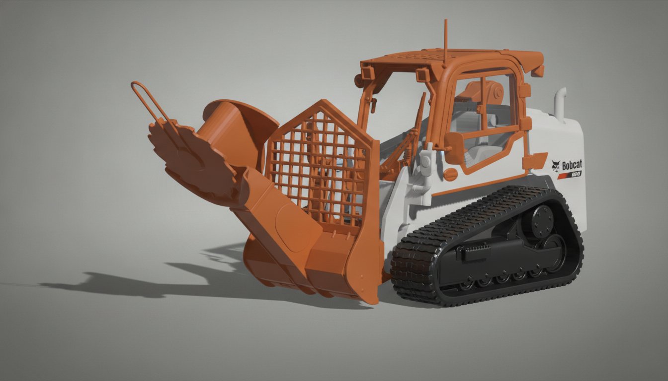Bobcat T870 Track Loader with Tree Cutter STL 3D Print Model