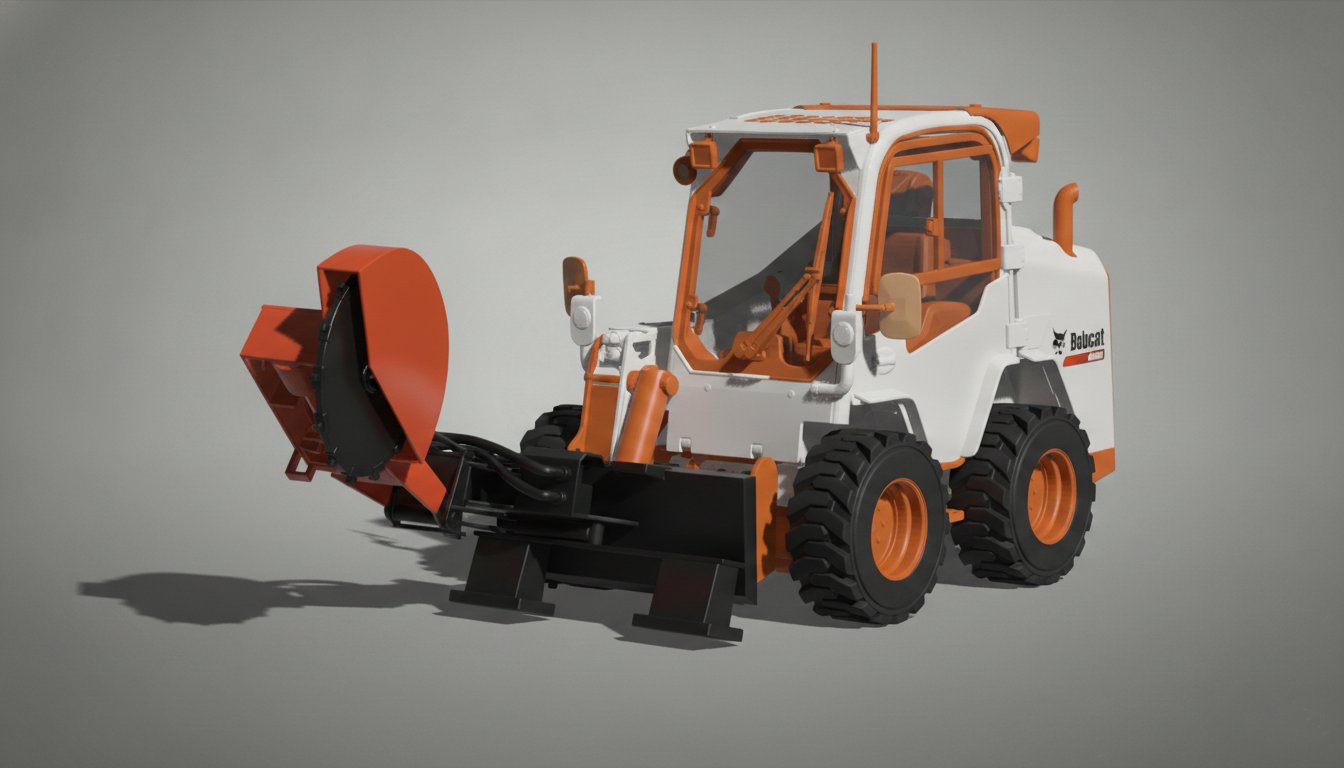 Bobcat S770 Skid Steer with Stump Grinder STL 3D Print Model