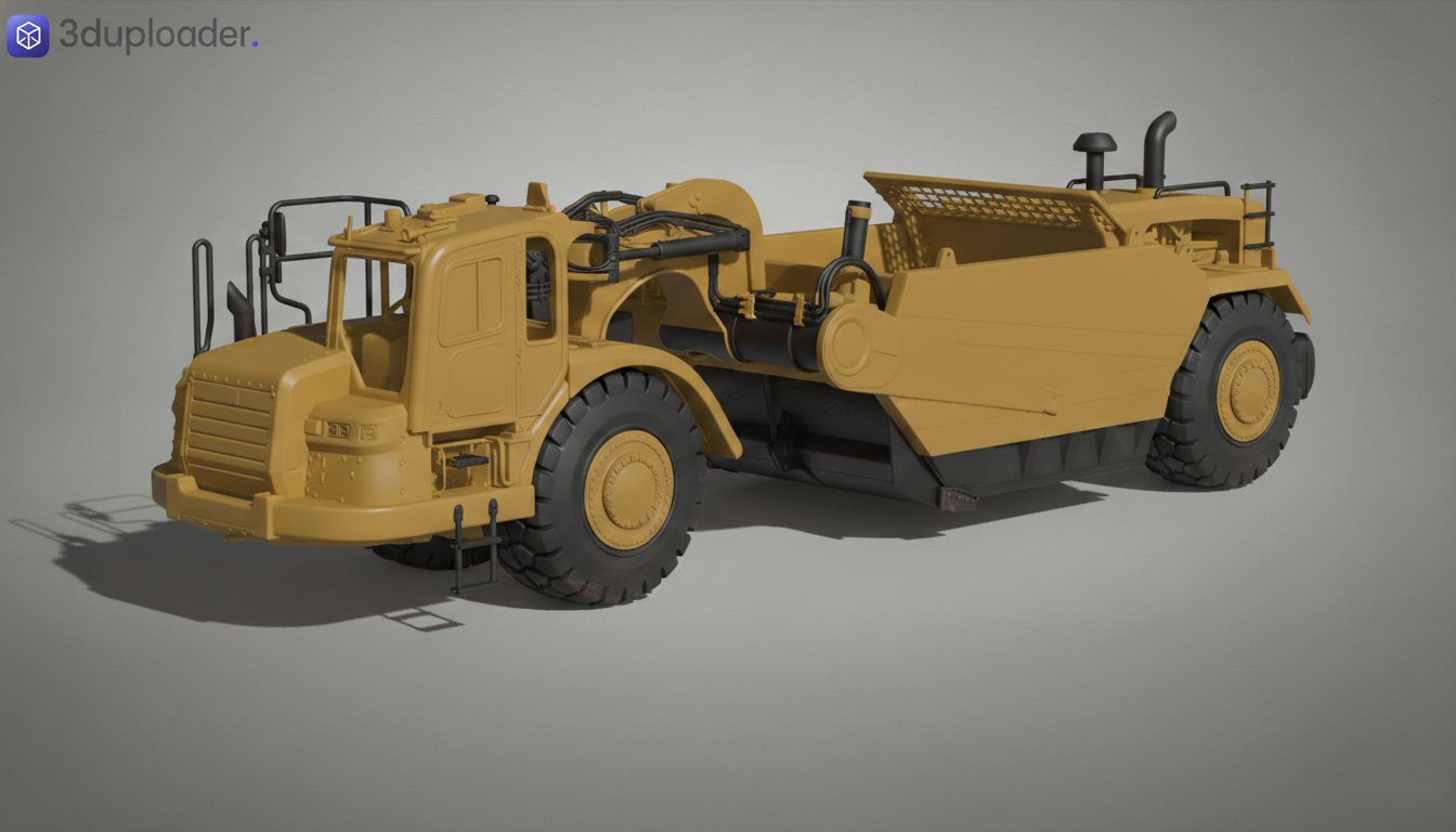 Caterpillar 637 Wheeled Scraper STL 3D Print Model