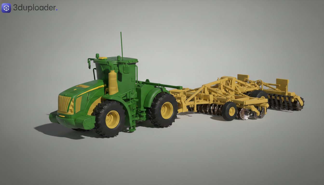 John Deere 9RX Tractor with Disc Harrow STL 3D Print Model