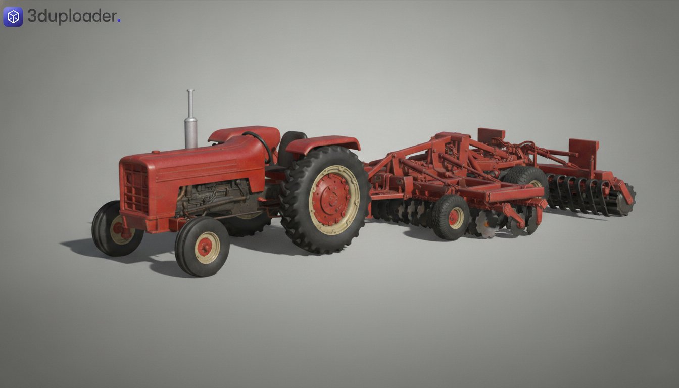 Farmall M with Disc Harrow STL 3D Print Model