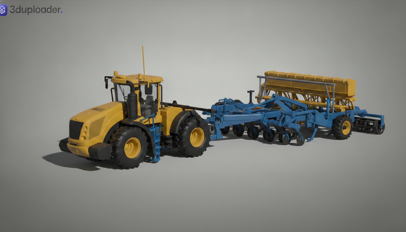 Kirovets K-744 Tractor with Disc Harrow STL 3D Print Model