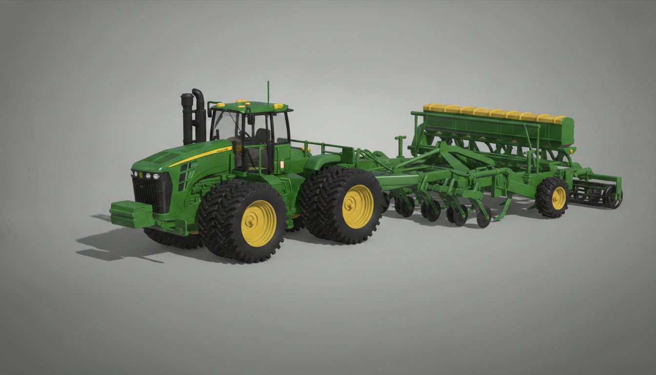 John Deere 9RX Tractor with Seed Drill STL 3D Print Model