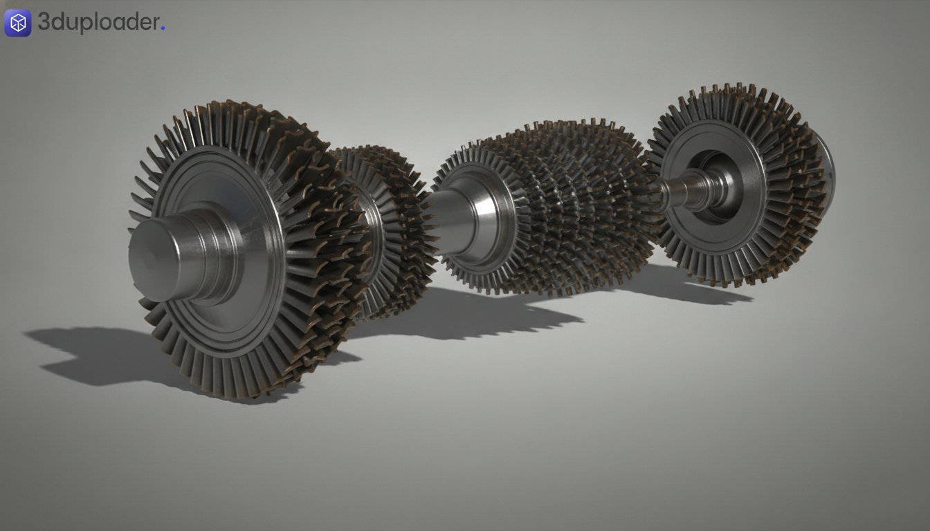 Jet Engine Multi-Stage Turbine Rotor STL 3D Print Model