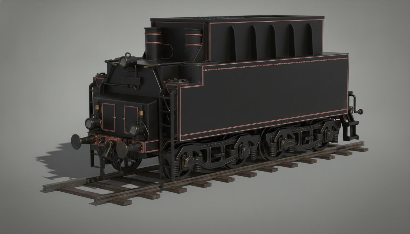 Steam Locomotive Coal Tender 6-Axle STL 3D Print Model