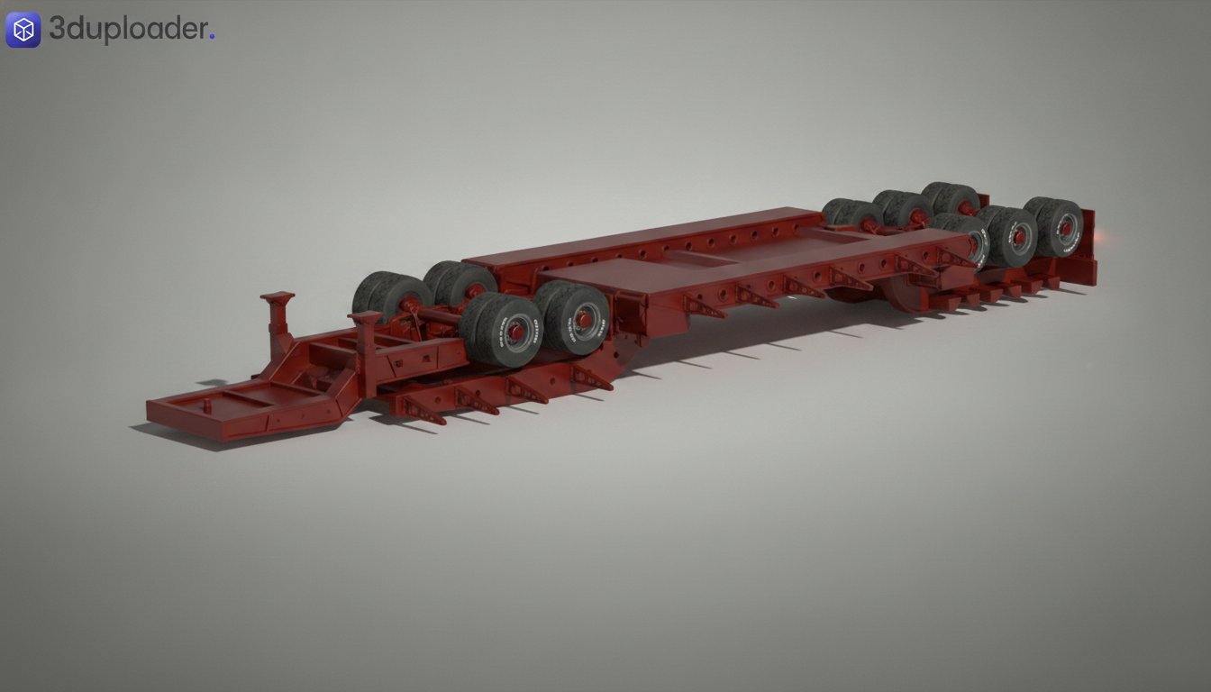 Heavy-Haul Lowboy Semi-Trailer V2 STL 3D Print Model