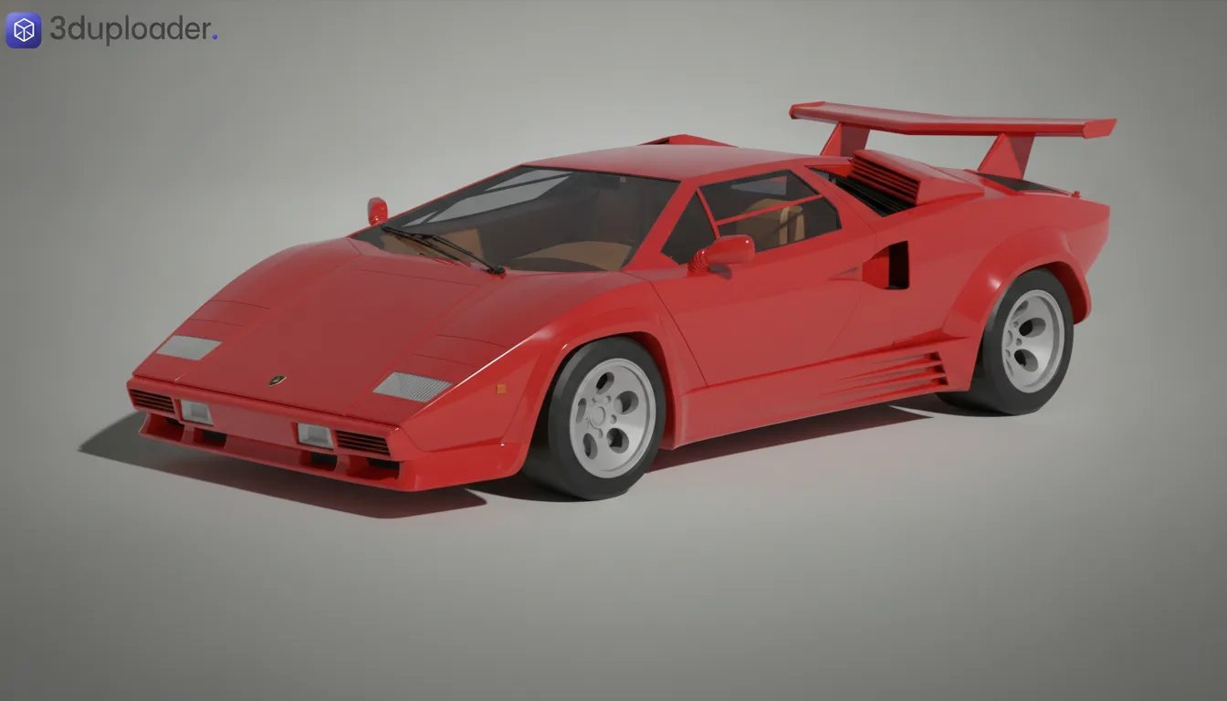 Lamborghini Countach 5000 QV 1988 STL 3D Print Model