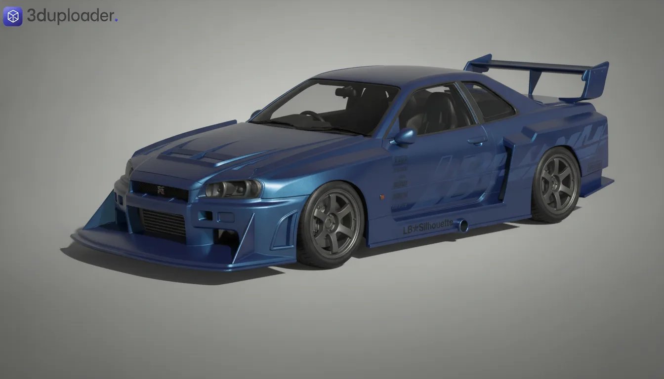 Nissan Skyline GT-R R34 LB Silhouette STL 3D Print Model